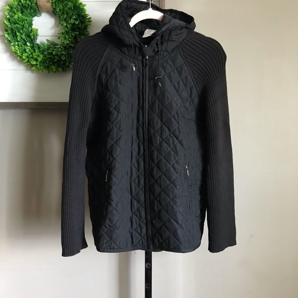 Denim & Co. women’s zip up black jacket sz medium